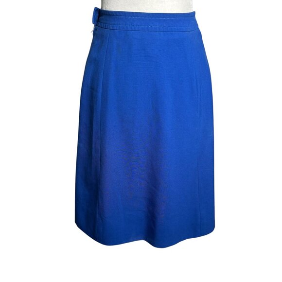Vintage 70s Stan Herman TWA Blue A Line Wool Skirt Size Small Side Zipper Union - Picture 5 of 8